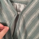 Emory park Green Stripped V-Neck Long Sleeve Blouse | Size Large Photo 4