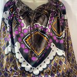 Bill Blass Vintage  Purple Geo Print 3/4 Sleeves Tie waist Peplum Top women sz L Photo 2