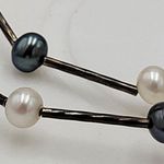 Vintage Womens Station Necklace Silver Blue Tahitian Freshwater Pearl Beaded Photo 6