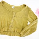 Free People X We The Free Golden Road Cardigan Curly Willow Mustard Olive Crop Photo 7