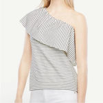 Ann Taylor one shoulder striped career work wear career casual indie boho cute classic pin Photo 2