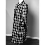 Amanda Smith  Plaid Black White Long Coat Womens 6 Classic 96% Wool Pockets Cozy Photo 1