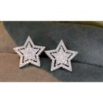 Boutique Sparkling Bling Star Earrings |‎ Simulated Diamond Rhodium 925 Sterling Silver Photo 7