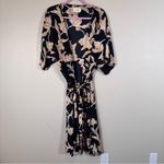 Maison Du Soir Black Tan Floral Bathrobe Women’s S/M Short Sleeve Size M Photo 8