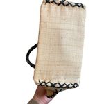 Annabel Ingal 100% Raffia Tote Bag Tan With Black Handles Handmade in Madagascar Photo 4