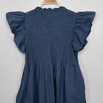 Sea New York Rene Tunic Dress 8 Slate Smocked Ruffle Sleeve Boho Casual Chic Blue Photo 6