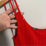 ZARA  Women's Asymmetric One Shoulder Midi Cable Knit Red/Orange Dress Medium Photo 2