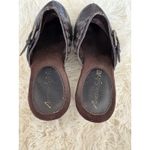 American Eagle Clogs Woven Leather Buckle Block Heel Studded Brown Mules Size 8.5 Photo 4