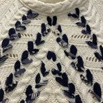 Anthropologie  Knitted & Knotted Ivory Knit Ribbon Laced Up Sweater Photo 3