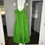J.Crew Pleated Drop-Waist Dress Crinkle Cotton Blend Green Photo 2
