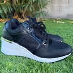 ALDO  Black Gold Shimmer High Heel Sneakers Womens shoes Sneaker size 8.5 Photo 1