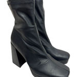 Wild Pair  Chunky Heel Platform Booties Black Size 9.5 Sock Like Fit Block Heel Photo 0