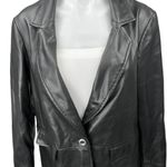 Nanette Lepore NEW  Black Faux Vegan Leather Notch Collar Blazer Coat Jacket 10 Photo 2