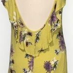 Newbury Kustom Yellow Floral Sleeveless Low Ruffle Back Guazey Mini Dress M Photo 1