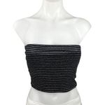 Bershka Velvet Velour Black Glitter Striped Sleeveless Bandeau Tube Top Size S Photo 0
