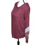 Hippie Rose  Womens Long Sleeve Burgundy Sweater W/ Grey Arm Design Size Medium Photo 2