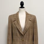 Escada Margaretha Ley Wool Blend Plaid Blazer 38 Ivory Brown Metallic Gold Size undefined Photo 1