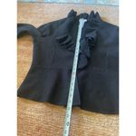 Kate Hill  Women's 100% Wool Jacket Black Career Coat Ruffled Front Unlined Sz PM Photo 3
