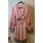 Entro Pink Chic Ruched Cutout Long Sleeve V Neck Pink Mini Dress NWT Trendy Sz M Size M Photo 4