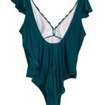 SheIn Kelly Green-White Striped 1 Piece Swimsuit 2XL Ruffles New Summer Vacation Photo 1