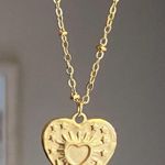 Handmade gold tone stainless steel celestial whimsical boho heart necklace🌟 Photo 0