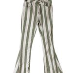 Altar'd State High Waist Striped Bell Bottom Pants White Green Sz S Photo 2