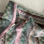 HANDMADE Mini Dress Light Pastel Green Pink Asymmetrical Zipper Vertical Pattern Photo 6