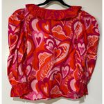Alden Adair Jean Top Lovers Lane Size Medium NWT Red Pink Romantic Blouse Photo 7