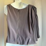 Alice + Olivia  Juniper Chocolate Brown Silk Asymmetrical Draped Sleeve Blouse S 4 Photo 0