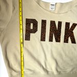 PINK - Victoria's Secret  Cozy Fleece Sweatshirt Cropped Sz XL Beige Animal print Photo 5