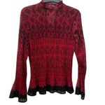 Apt. 9  Women Red Black Goth Crinkled Ruffle Front Long Sleeve Top XL Grunge Fairy Photo 6