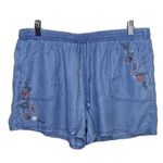 Knox Rose Chambray Embroidered Shorts Womens Size L Drawstring Boho Multicolor Photo 0