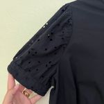 Who What Wear , Eyelet Peplum Top, Black, 100% Cotton, Puff Sleeve Blouse Photo 5