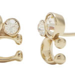 Coach  Crystal C Logo Stud Earrings Gold Tone NWT Photo 0