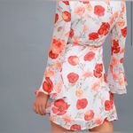 Lulus NWOT Lululs Petals of Honor Light Blue Floral Wrap Dress sz S long sleeve sheer Photo 2