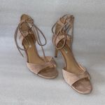 Diane Von Furstenberg  Rimini Ankle Lace Up tan suede Open Toe heels size 11 Photo 2