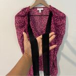 Topshop  ChiffonFloral Print Tie Front Puff Shoulder Long Sleeve Blouse Size‎ 4 Photo 9