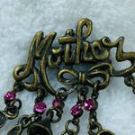 Mother Brass Bronze Color Pin Brooch Dangles Boy Girl Shoes Heart Charm Photo 2