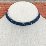 Dark Wash Denim Choker Necklace with Stars Blue Photo 0