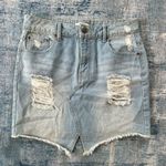 Forever 21 NWT! Light Wash Distressed Asymmetrical Hem Denim Skirt Size 28 Waist Photo 0
