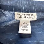 Catherines Blue Metallic Semi Sheer Chiffon Y Neck Button Blouse Size 4X Photo 8