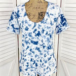 J.Crew Tie Dye Scoop Neck Pocket Tee Shirt Blue White Small Photo 0