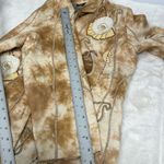 Indigo Moon Vintage Moon Tan Tie Dye Floral Applique Sequin Boho LIned Jacket sm White Photo 11