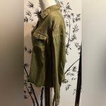 Iris Women’s Blouse Bottom Up Long Sleeve Pocket Green SZ L Photo 2