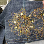 Chico's Chico’s Embroidered Sequin Open Front Jean Jacket Size 1 Chico (Med 8) Floral Photo 3