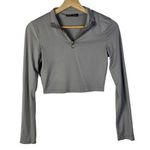 SheIn Light Gray Cropped Long Sleeve Athletic Quarter Zip XS Photo 0