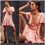 Free People  Scarlett Dress Size Small Mini Pink Peach Summer Button V-Neck NWT Photo 1