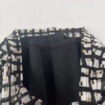 Anne Klein  Top Womens Medium Black White Mesh Lined Geometric Print Mock Neck Photo 5