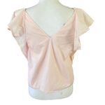 ZARA  TRF Size M Light Pink Ruffle Cotton Poplin Top Shirt Lined Photo 1