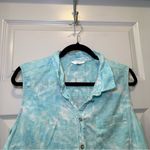 Time & Tru Blue/White Tie Dye PrintSleeveless Button Up Top XXL Photo 2